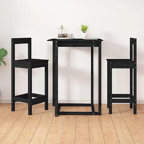 vidaXL Chaises de bar lot de 2 noir 40x41,5x112 cm bois de pin solide