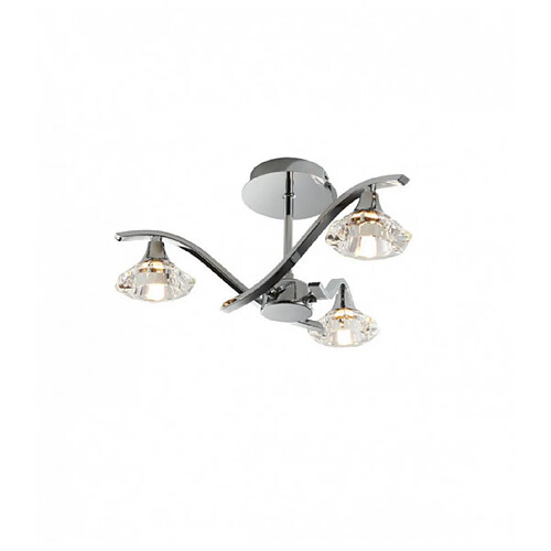 Endon Plafonnier Langella, chrome et cristal, 3 ampoules