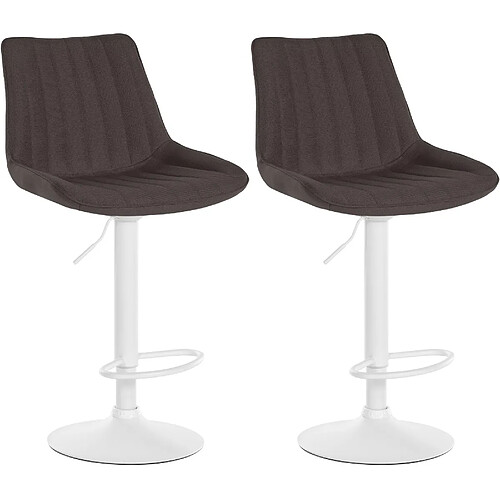 Non Lot de 2 tabourets de bar Toni tissu blanc