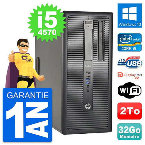 PC Tour HP ProDesk 600 G1 Intel i5-4570 RAM 32Go Disque Dur 2To Windows 10 Wifi · Occasion