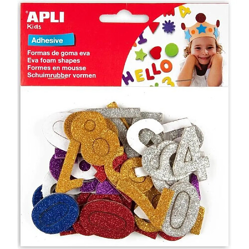 APLI Sachet de 50 chiffres en mousse à paillettes adhésive