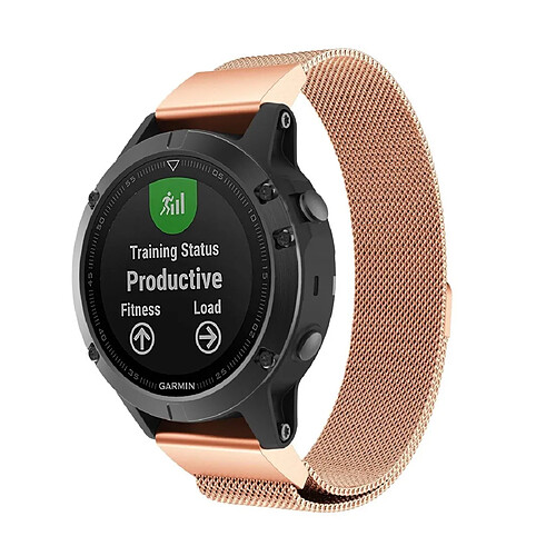 Wewoo Bracelet pour montre connectée Garmin Fenix 5 Milan Metal en acier inoxydable métaltaille 20 mm or rose