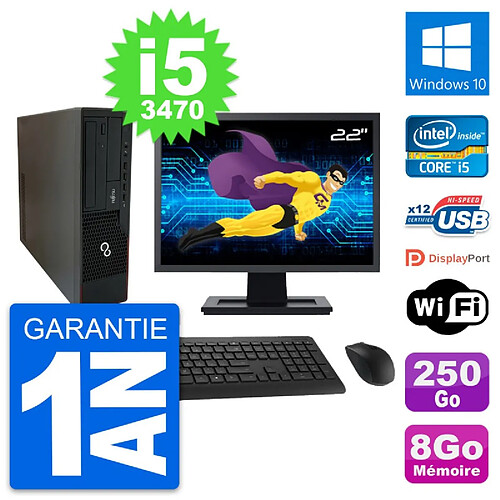 PC Fujitsu E910 DT Ecran 22" Intel i5-3470 RAM 8Go Disque 250Go Windows 10 Wifi · Occasion