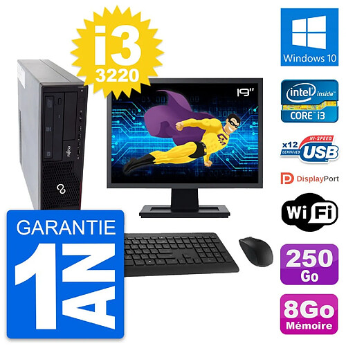 PC Fujitsu E910 DT Ecran 19" Intel i3-3220 RAM 8Go Disque 250Go Windows 10 Wifi · Occasion