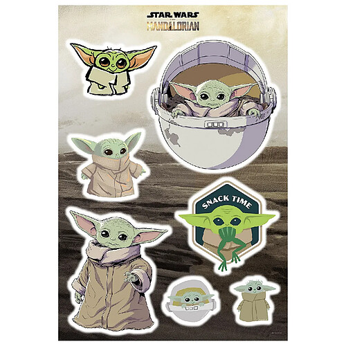 Komar Stickers Muraux géant Mandolorian Baby Yoda "The Child Cluster" Star Wars 50 x 70 cm