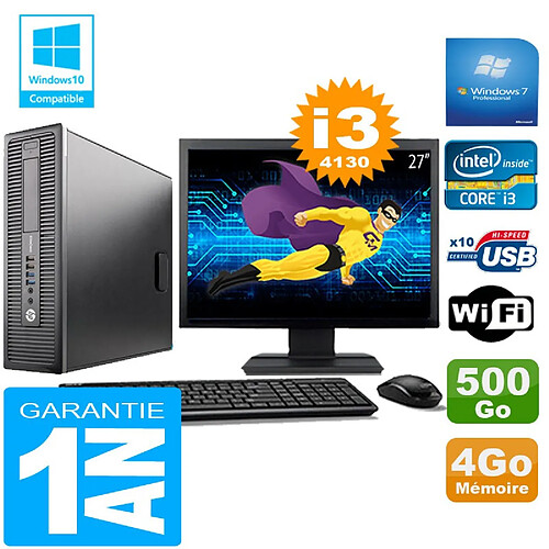 PC HP EliteDesk 800 G1 SFF Core I3-4130 4Go Disque 500 Go Wifi W7 Ecran 27" · Occasion