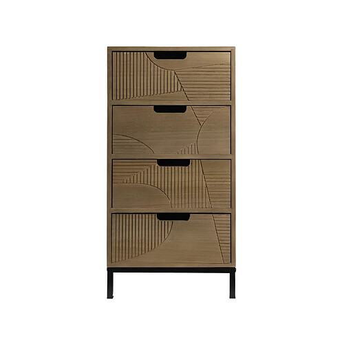 Mobili Rebecca Commode Moderne Avec 3 Tiroirs Sculpté Bois Métal