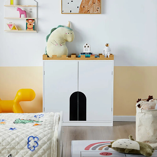 SoBuy KMB44-W Commode pour Enfants Étagère pour Chambre d'enfant avec Tableau Noir Bibliothèque Étagère à Jouets