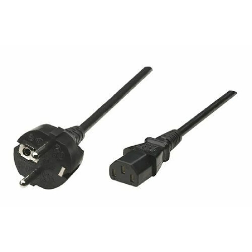 Arte Video Manhattan 1.8m IEC 60320 C13/Schuko CEE 7 1.8m CEE7/7 Schuko Coupleur C13 Noir câble électrique - cables électriques (Mâle/Femelle, Noir, 1,8 m, CEE7/7, Coupleur C13, Courbe)