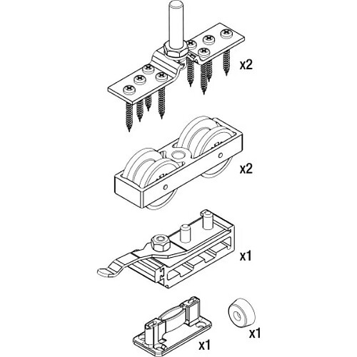 Hawa Garniture seule pour 1 porte coulissante pour vantail 120 kg Junior 120A