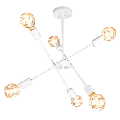 Stoex Luminaire Plafonnier Modernes Lampe de Plafond D'Intérieur Vintage Plafonnier Rétro Blanc, 6 Lumières E27 Pour Couloir Chambre Salon