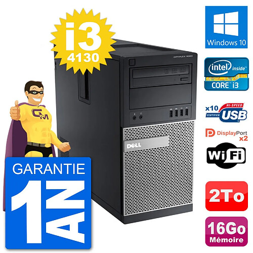 PC Tour Dell 9020 Intel Core i3-4130 RAM 16Go Disque Dur 2To Windows 10 Wifi · Occasion