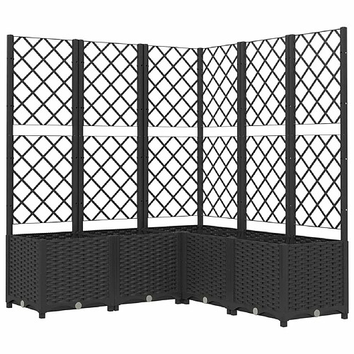 Maison Chic Jardinière,Bac à fleurs avec treillis - pot de fleur Noir 120x120x136 cm PP -GKD94377