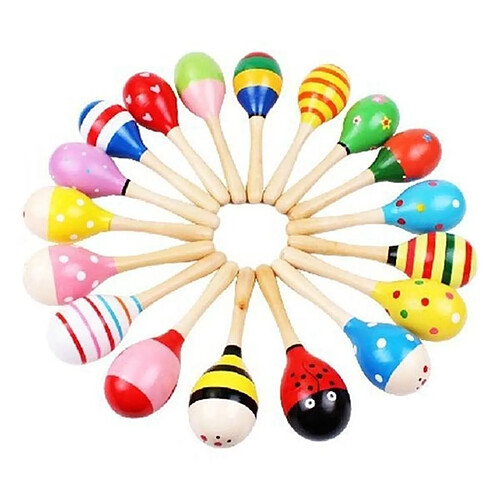 Totalcadeau Maracas en bois à motif jeu Montessori