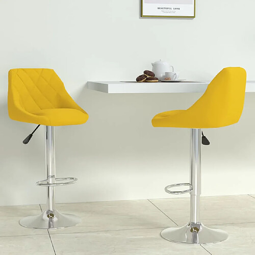 vidaXL Tabourets de bar lot de 2 jaune moutarde velours