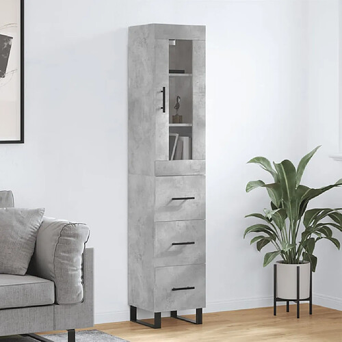 vidaXL Buffet haut Gris béton 34,5x34x180 cm Bois d'ingénierie