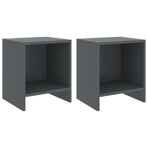 Maison Chic Lot de 2 Tables de chevet,Table de nuit,Table d'appoint pour salon Gris foncé 35x30x40cm Bois de pin massif -MN74783