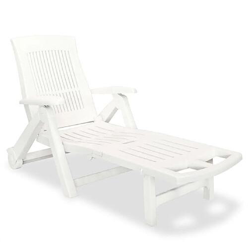 vidaXL Chaise longue avec repose-pied Plastique Blanc