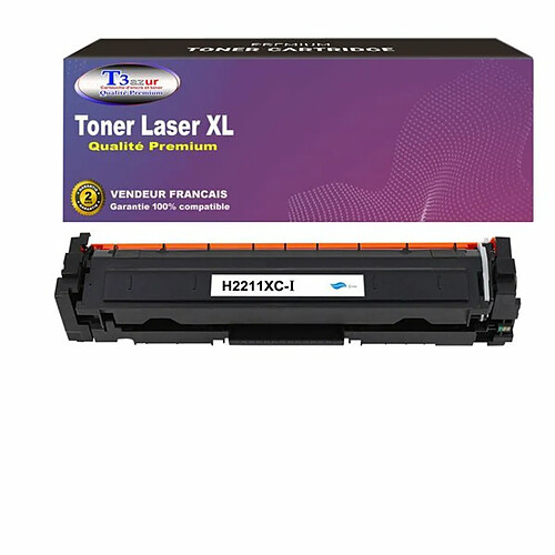 T3AZUR - Toner Laser compatible avec HP Color LaserJet Pro MFP M283cdw, M283fdn, M283fdw,W2211X remplace HP 207X Cyan (avec puce)