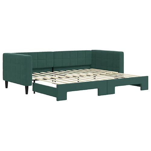 Maison Chic Lit d'appoint | Lit de jour avec lit gigogne | Lit de repos vert foncé 90x200 cm velours -GKD51186