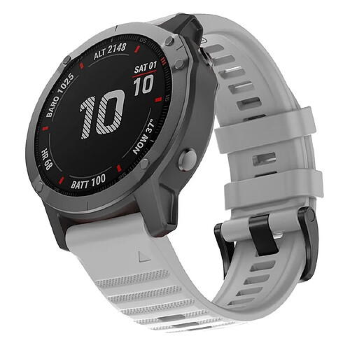 Wewoo Bracelet pour montre connectée Garmin Fenix 6X 26mm Silicone Smart Watch de remplacement Gris