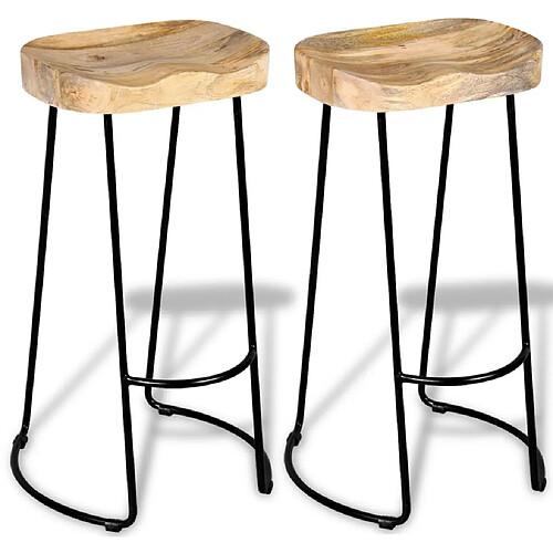 Helloshop26 Lot de deux tabourets de bar design chaise siège 2 pcs bois de manguier massif 1202061