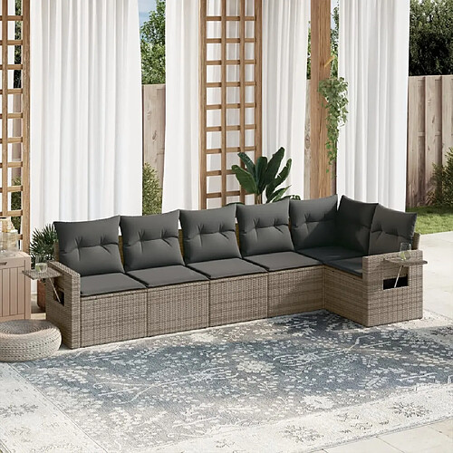 vidaXL Salon de jardin 6 pcs avec coussins gris résine tressée