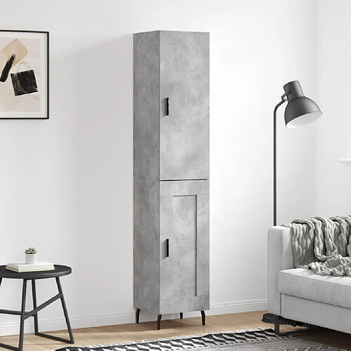 vidaXL Buffet haut Gris béton 34,5x34x180 cm Bois d'ingénierie