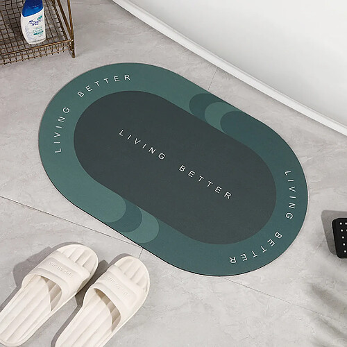 LUUCOZK Tapis de bain antidérapants absorbants à séchage rapide pour salle de bain -Ovale vert-60x90