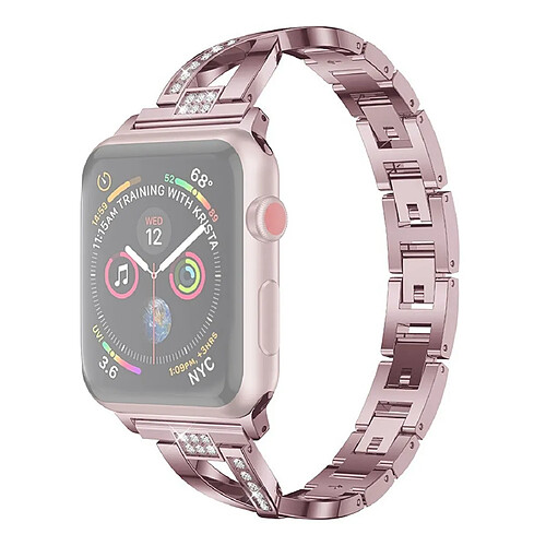 Wewoo Bracelet en acier inoxydable serti de diamants pour Apple Watch séries 5 et 440 mm / 3 et 2 et 138 mm violet