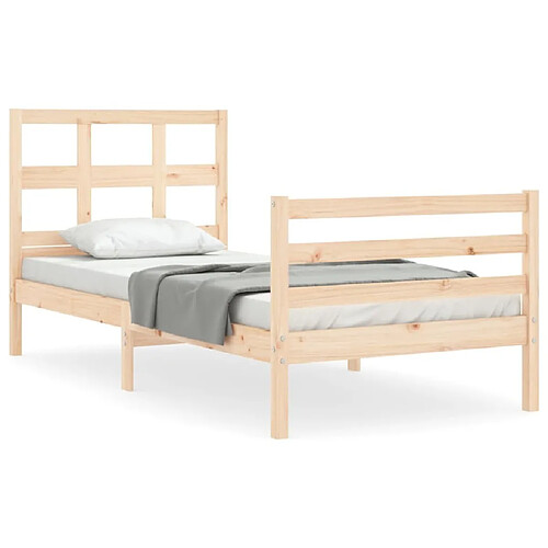 Maison Chic Cadre/structure de lit avec tête de lit pour adulte - Lit Moderne Chambre simple bois massif -MN99696