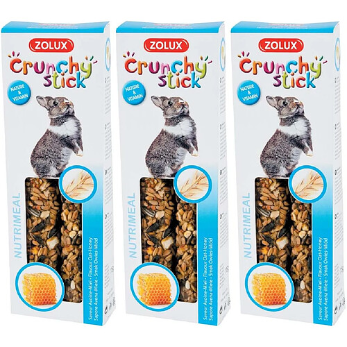 ZOLUX Crunchy stick pour lapin saveur avoine et miel (Lot de 3.