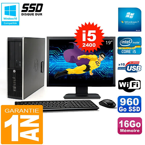 PC HP Compaq 8300 SFF Ecran 19" Core I5-2400 RAM 16Go Disque 960 Go SSD Wifi W7 · Occasion