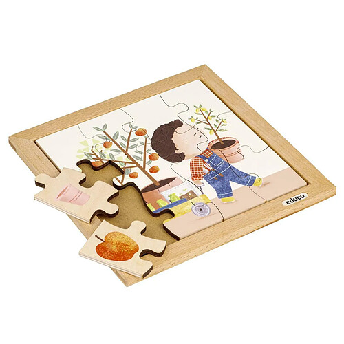 Educo Puzzle en Bois - Mon sac à provisions - le jardin - jeu Montessori