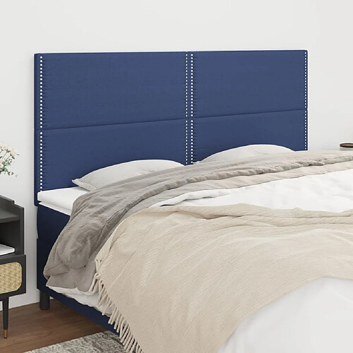 vidaXL Têtes de lit 4 pcs Bleu 80x5x78/88 cm Tissu