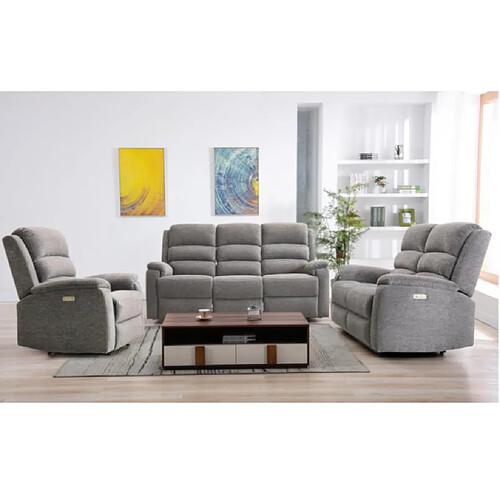 Vente-Unique Fauteuil relax électrique en tissu anthracite NEVERS