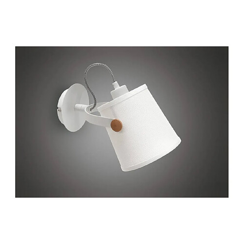 Luminaire Center Applique murale Nordica avec Abat jour blanc 1 Ampoule E27, blanc mat/hêtre avec Abat jour blanc ivoire