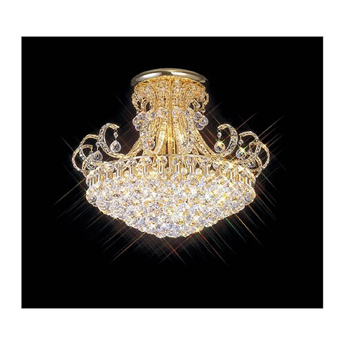 Luminaire Center Plafonnier Pearl 12 Ampoules doré/cristal