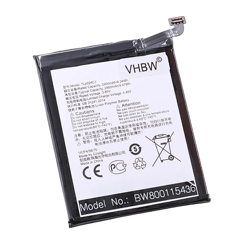 vhbw Li-Polymère batterie 2400mAh (3.85V) pour téléphone portable mobil smartphone comme Alcatel C2400007C2