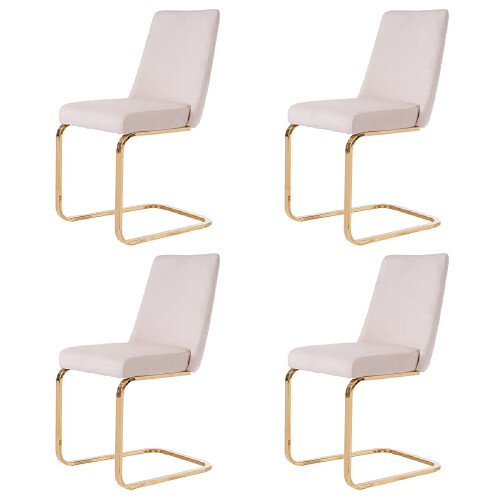 ComfortXL Ensemble de 4 Chaises en Velours avec Pieds Dorés, Beige