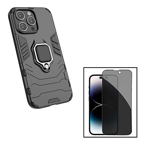 PHONECARE Kit Verre Trempé 5D Anti-Spy + Coque 3X1 Military Defender pour Apple iPhone 15 Pro Max - Noir