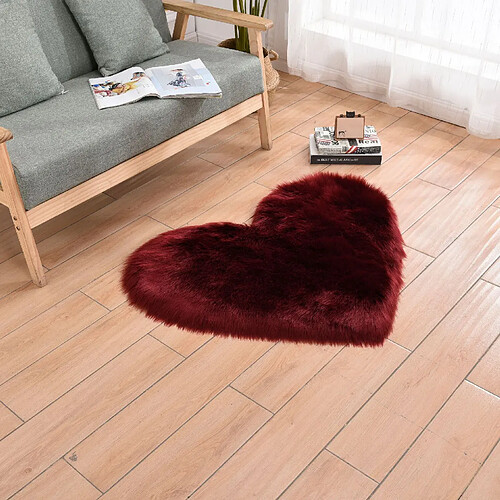 LUUCOZK Tapis Moelleux en Fausse Fourrure Tapis Shaggy pour Chambre à Coucher Salon-Liqueur en Forme de Coeur-30x40 cm