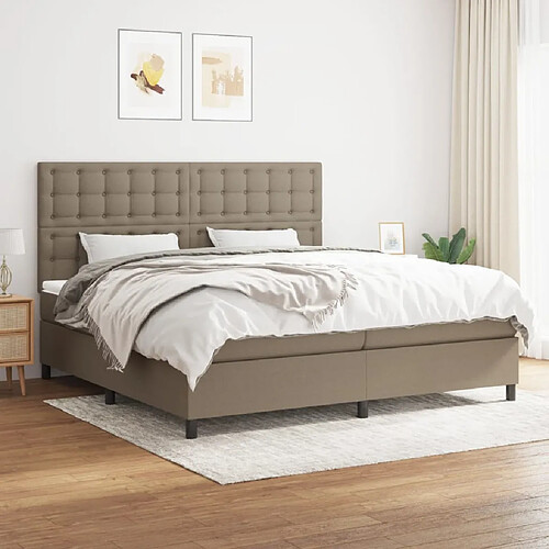 vidaXL Sommier à lattes de lit avec matelas Taupe 200x200 cm Tissu