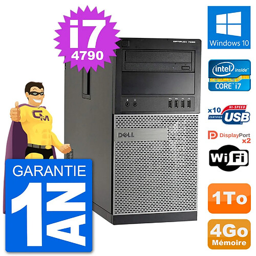 PC Tour Dell 7020 Intel Core i7-4790 RAM 4Go Disque Dur 1To Windows 10 Wifi · Occasion