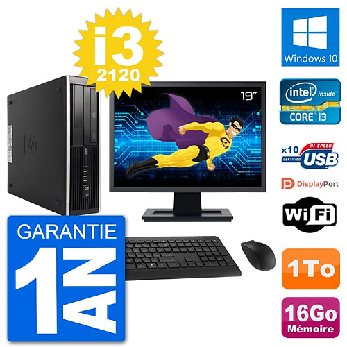 PC HP 8300 Elite SFF Ecran 19" Intel i3-2120 RAM 16Go Disque 1To Windows 10 Wifi · Occasion