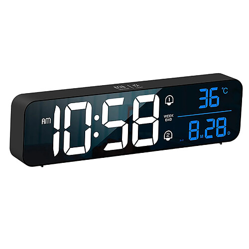 Réveil LED Intelligent Snooze Thermomètre Affichage Décor De Bureau 2000mAh Blanc