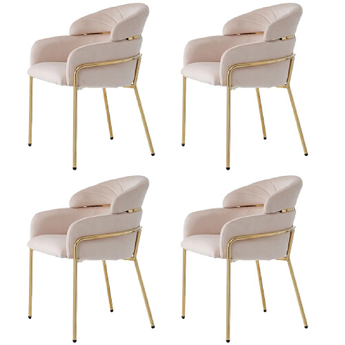 ComfortXL Chaise de Salle à Manger en Velours, Set de 4, Beige, Design Luxe Léger, avec Pieds Métalliques