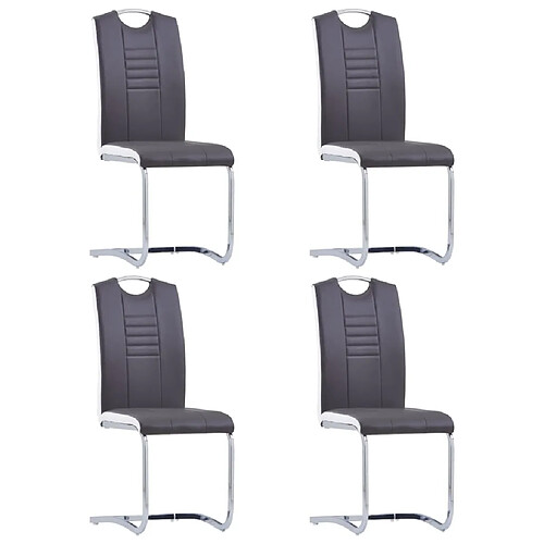 Maison Chic Lot de 4 Chaises à manger cantilever,Chaises de cuisine style scandinave - gris similicuir -MN23750