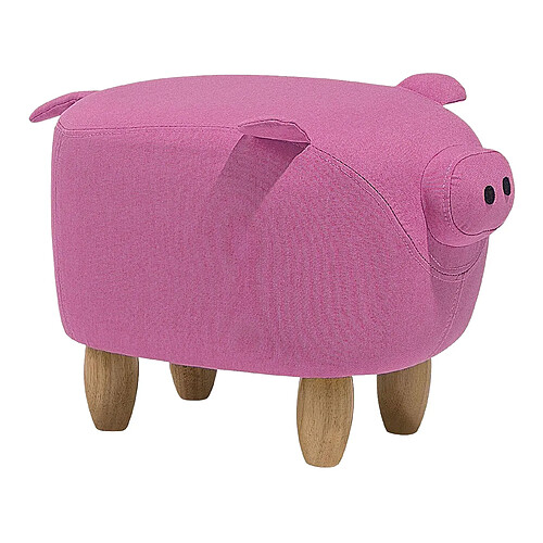 Beliani Tabouret enfant en tissu rose PIGGY