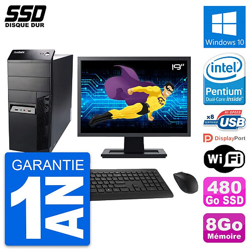 PC Tour Lenovo M91p Ecran 19" Intel G630 RAM 8Go SSD 480Go Windows 10 Wifi · Occasion